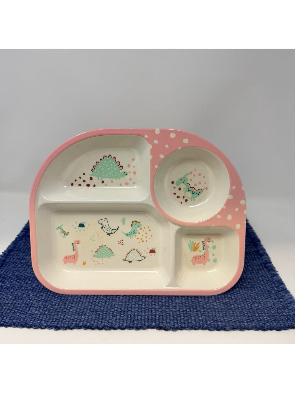 Little Journey Girly Dinosaurs Divided Plate Melamine Cute